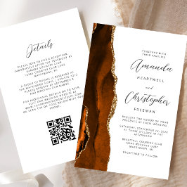 Budget Rust Gold Agate QR Code Hochzeit