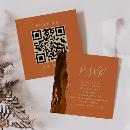 Budget Rust Gold Agate Wedding QR Code UAWG Begleitkarte