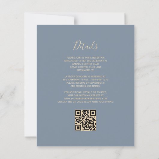 Budget Rust Gold Dusty Blue QR Code Hochzeit (Rückseite)