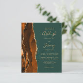 Budget Rust Gold Green QR Code Einladung Hochzeits (Stehend Vorderseite)