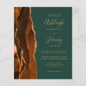 Budget Rust Gold Green QR Code Einladung Hochzeits (Vorderseite)