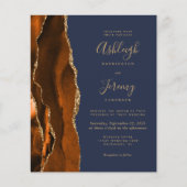 Budget Rust Gold Navy Blue QR Code Hochzeit einlad (Vorderseite)