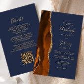 Budget Rust Gold Navy Blue QR Code Hochzeit einlad
