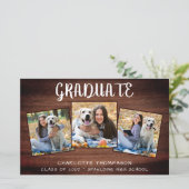 Budget Rustic 3 Foto Abschluss Einladung (Stehend Vorderseite)