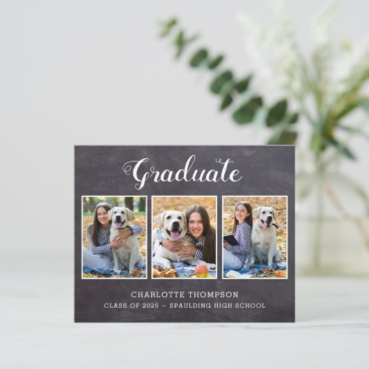 Budget Rustic 3 Foto Abschluss Einladung (Stehend Vorderseite)