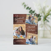 Budget Rustic 3 Foto Doodle Abschluss Einladung (Stehend Vorderseite)