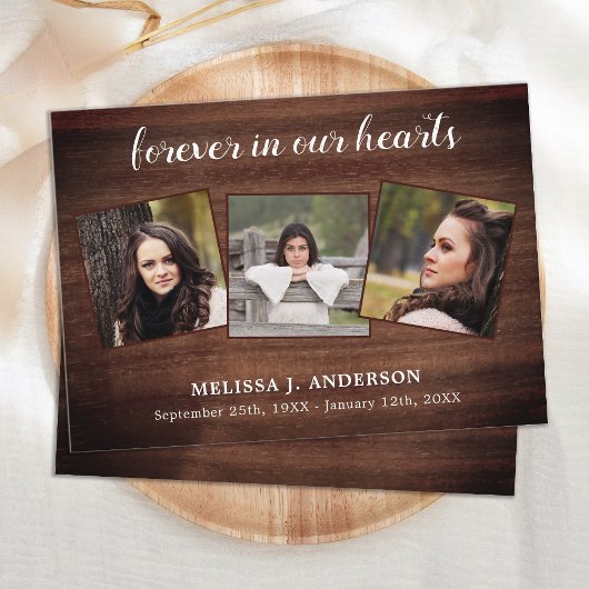Budget Rustic 3 Foto Gedenkfeier Danke Mitteilungskarte