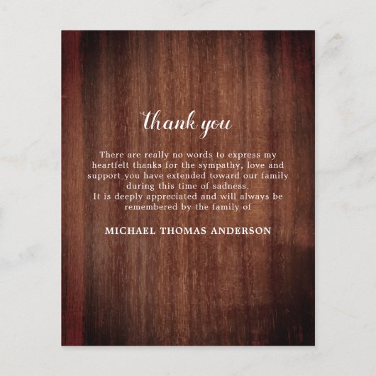 Budget Rustic 5 Foto Collage Beerdigung Danke (Rückseite)