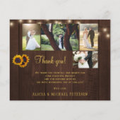 Budget rustic 5 Foto Collage Hochzeit danke (Rückseite)