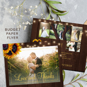 Budget rustic 5 Foto Collage Hochzeit danke Flyer