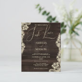 Budget Rustic All in One Wood Wedding Invitation (Stehend Vorderseite)