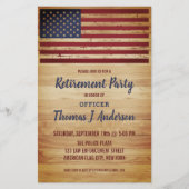 Budget Rustic American Flag Police Retirement Invi (Vorderseite)
