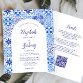 Budget Rustic Arch Blue Azulejos QR Code Wedding