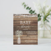 Budget Rustic Baby Dusche Jar Lights Einladung (Stehend Vorderseite)