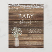 Budget Rustic Baby Dusche Jar Lights Einladung (Vorderseite)