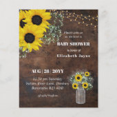 BUDGET Rustic Baby Dusche Sonnenblumen laden ein (Vorderseite)