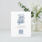 Budget Rustic Blue Toile De Jouy QR Code Wedding (Stehend Vorderseite)