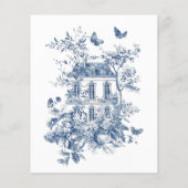 Budget Rustic Blue Toile De Jouy QR Code Wedding (Rückseite)