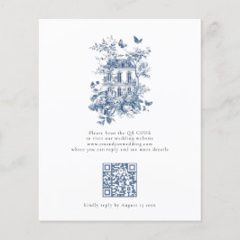 Budget Rustic Blue Toile De Jouy QR Code Wedding