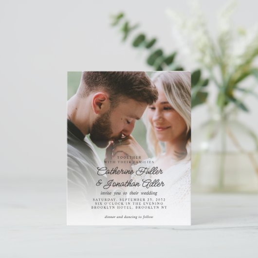 Budget Rustic Boho Chic 2 Foto Hochzeit Einladung (Stehend Vorderseite)