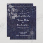 BUDGET Rustic Bokeh Lights Hochzeitseinladung (Vorne/Hinten)