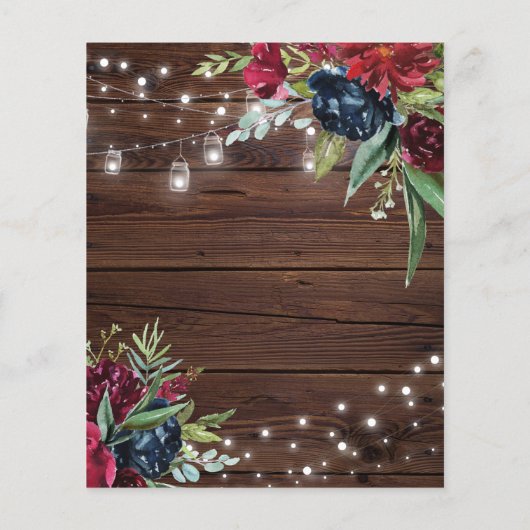 Budget Rustic Burgundy Bridal Dusche Einladung (Rückseite)