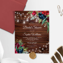 Budget Rustic Burgundy Bridal Dusche Einladung