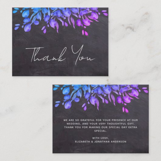 Budget Rustic Chalkboard Botanic Vielen Dank Mitteilungskarte (Vorne/Hinten)