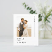 Budget Rustic Destination Foto Hochzeit Einladung (Stehend Vorderseite)