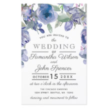Budget Rustic Dusty Blue Floral Wedding Einladung