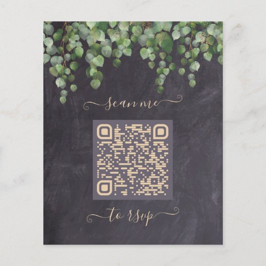Budget Rustic Eucalyptus QR Code Wedite Einladung (Rückseite)