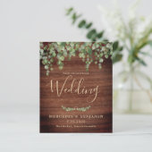 Budget Rustic Eucalyptus QR Code Wedite Einladung (Stehend Vorderseite)