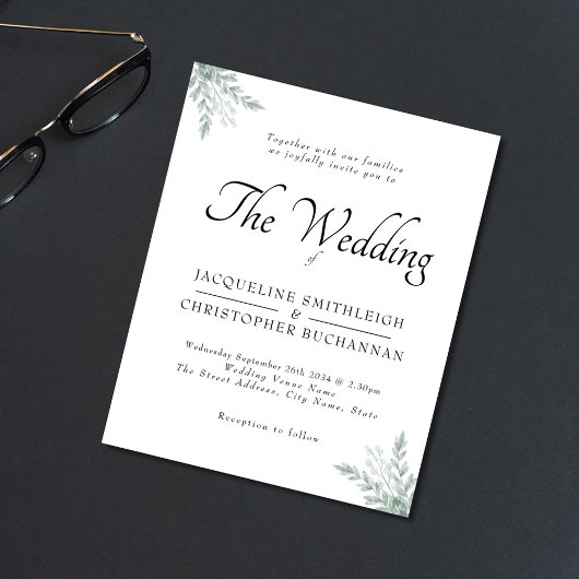 Budget Rustic Eucalyptus Wedding Einladung Flyer