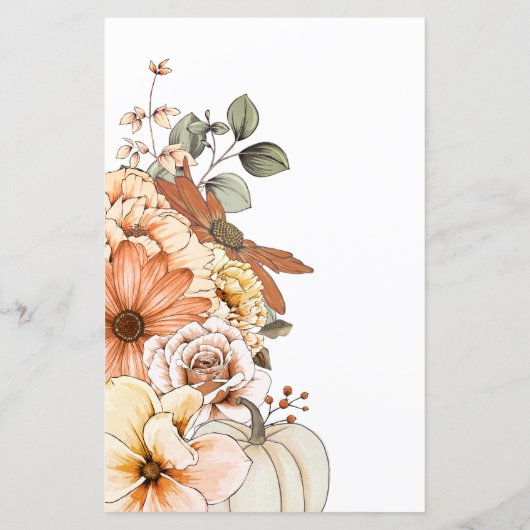 Budget Rustic Fall Florals Pumpkin Wedding Menü (Rückseite)