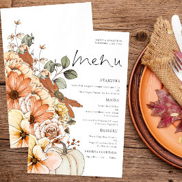 Budget Rustic Fall Florals Pumpkin Wedding Menü