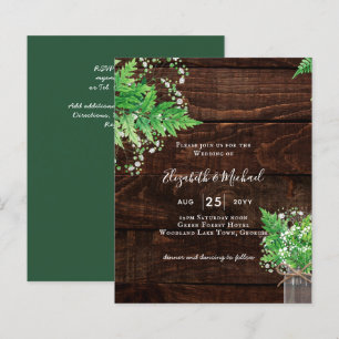 BUDGET Rustic Ferns Greenery Chic Wedding Einladun