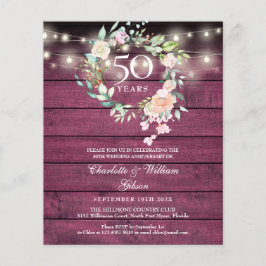 Budget Rustic Floral 50 Jahre Foto Einladung