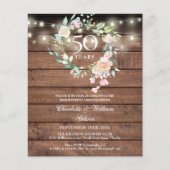 Budget Rustic Floral 50 Jahre Foto Einladung (Vorderseite)
