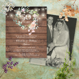Budget Rustic Floral 50 Jahre Foto Einladung