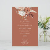 Budget Rustic Florals Terracotta Wedding Programm (Stehend Vorderseite)