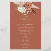 Budget Rustic Florals Terracotta Wedding Programm (Vorderseite)