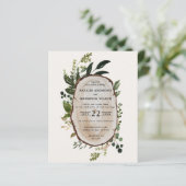 Budget Rustic Foliage Farmhouse Hochzeit Einladung (Stehend Vorderseite)