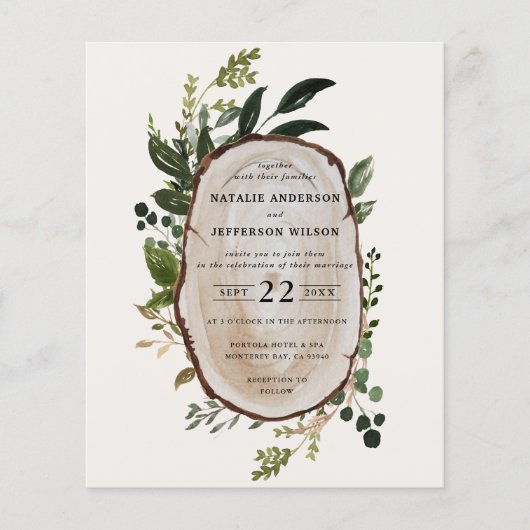 Budget Rustic Foliage Farmhouse Hochzeit Einladung Flyer (Vorne)