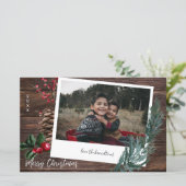 Budget Rustic Frohe Weihnachtsbaum Instant Foto L (Stehend Vorderseite)