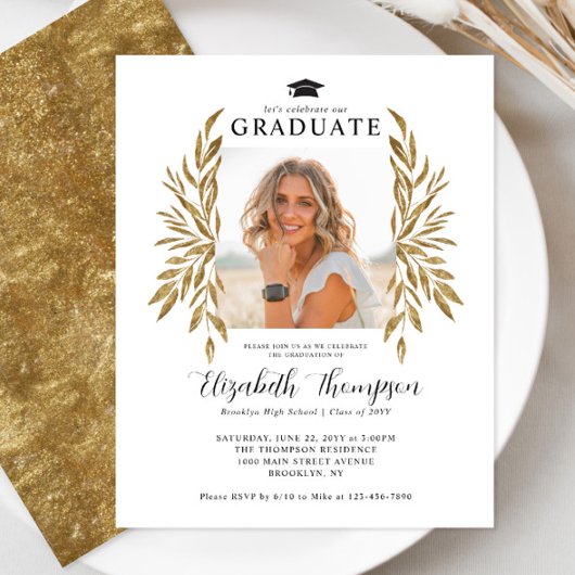 Budget Rustic Gold Blätter Foto Graduation Party