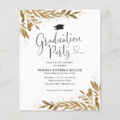 Budget Rustic Gold Floral Sparkle Graduation Party (Vorderseite)