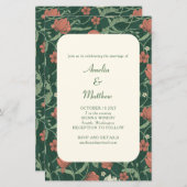 Budget Rustic Green Floral Wedding Einladung (Vorne/Hinten)
