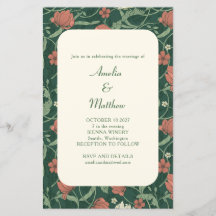 Budget Rustic Green Floral Wedding Einladung