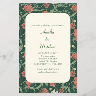 Budget Rustic Green Floral Wedding Einladung