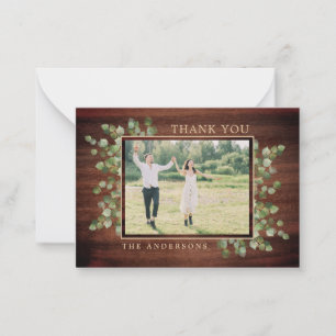 Budget Rustic Green Wedding Foto Vielen Dank Mitteilungskarte